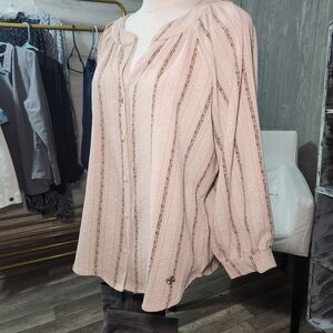 Adrienne Vittadini Beige Striped Blouse